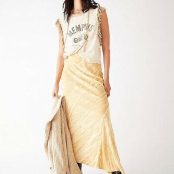 FREE PEOPLE Golden Noa Slip Skirt Size Medium - Picture 2 of 8